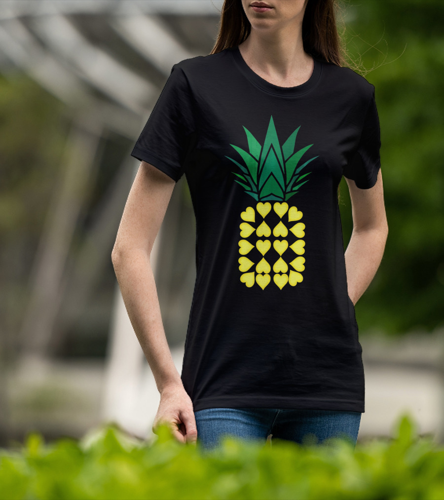 Pineapple Heart Pattern Valentine Day T-Shirt