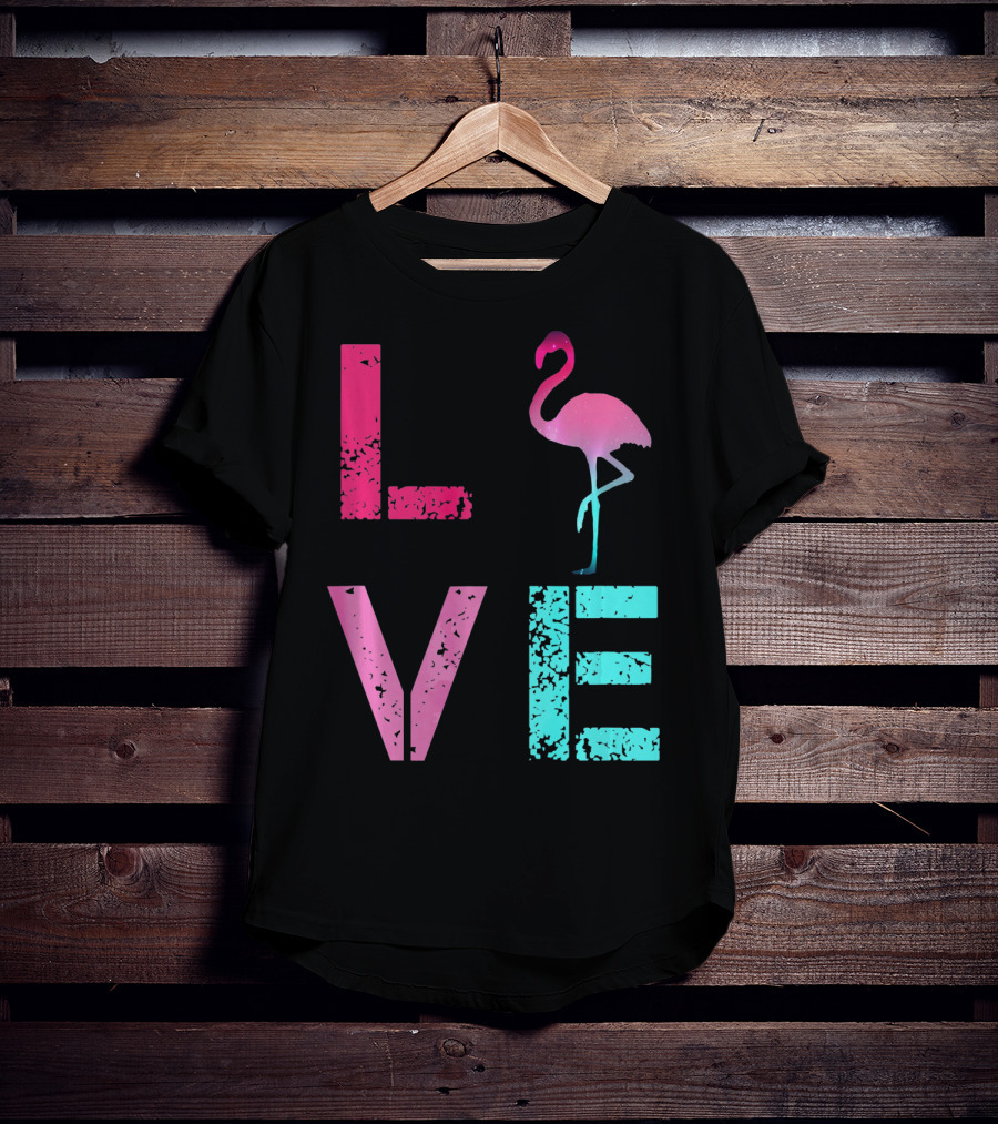 LOVE Pink Flamingos Valentine T-Shirt