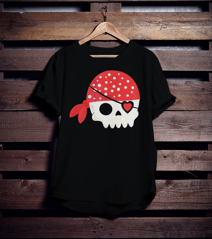 Pirate Skull With Heart Eyepatch I Steal Hearts Valentines T-Shirt