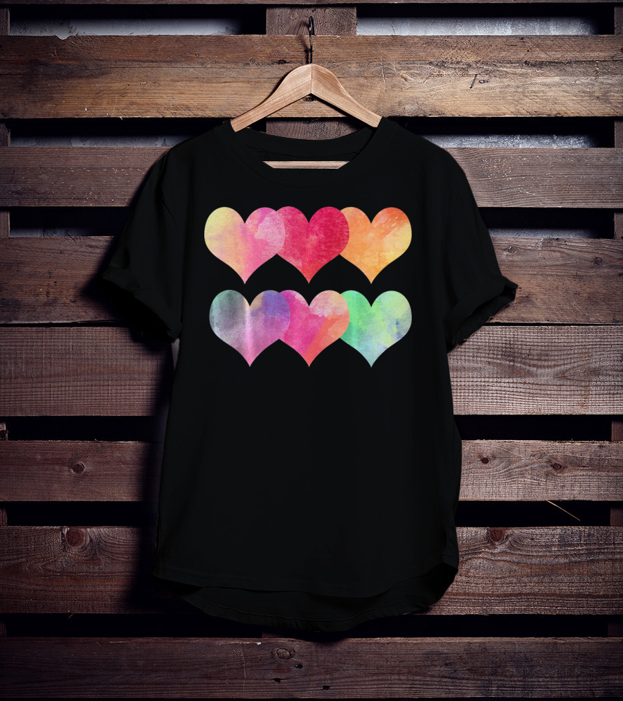 Adorable Pastel Hearts Valentines Day Love T-Shirt