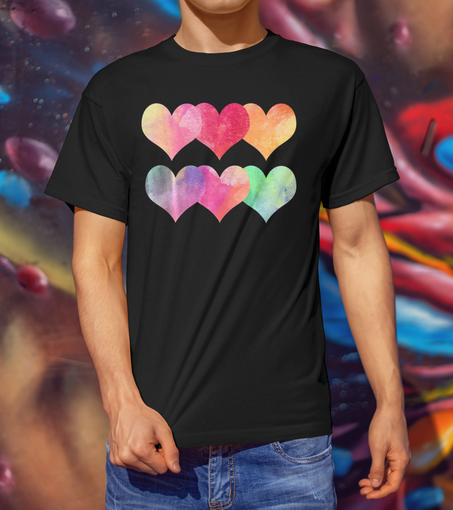 Adorable Pastel Hearts Valentines Day Love T-Shirt