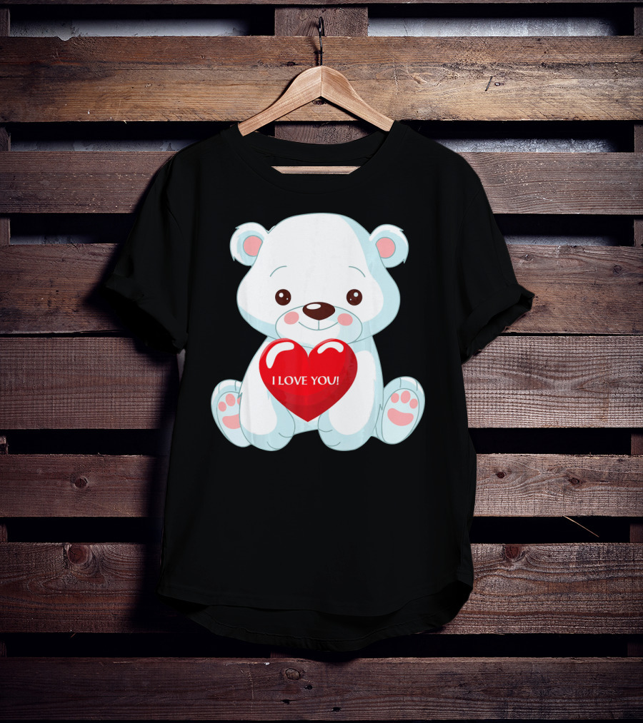 Polar Bear Holding Heart I Love You T-Shirt