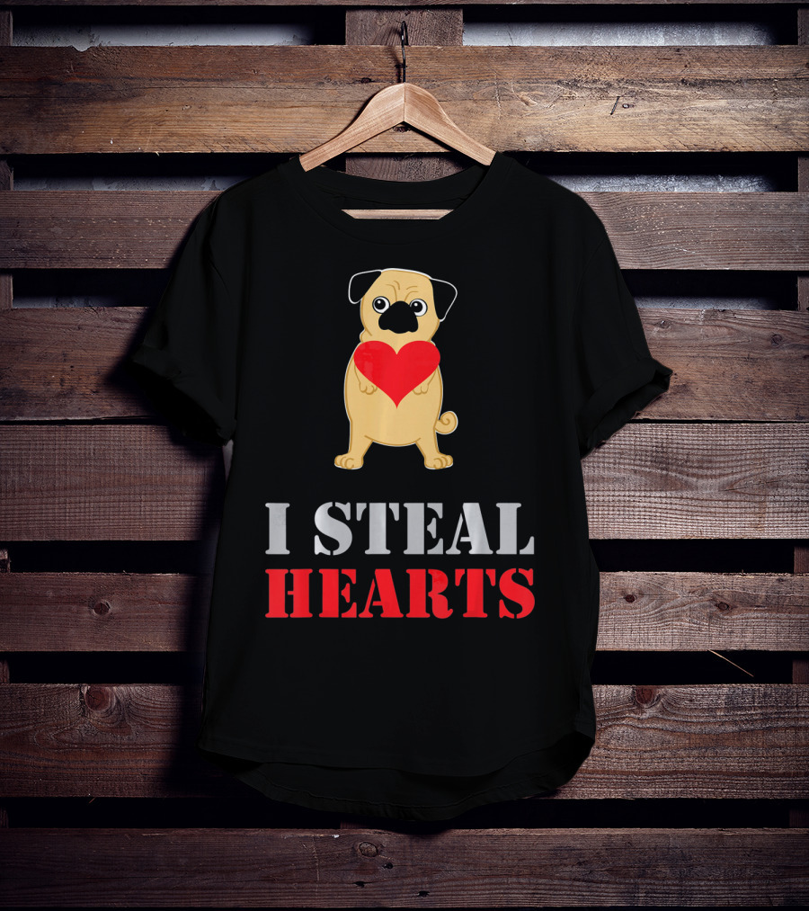 Pug Dog I Steal Hearts Valentine T-Shirt