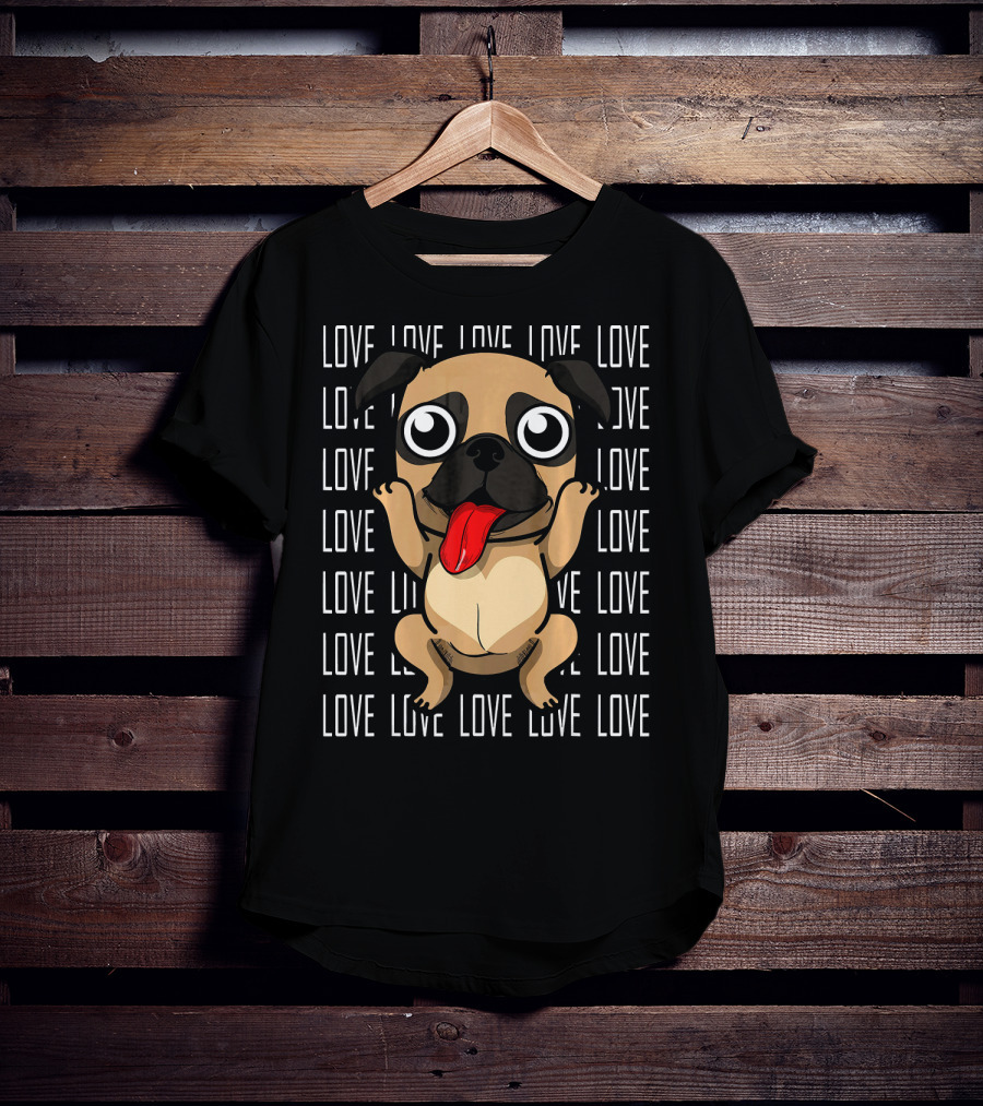 Love Pug Valentines Day Dog Lovers Pug T-Shirt