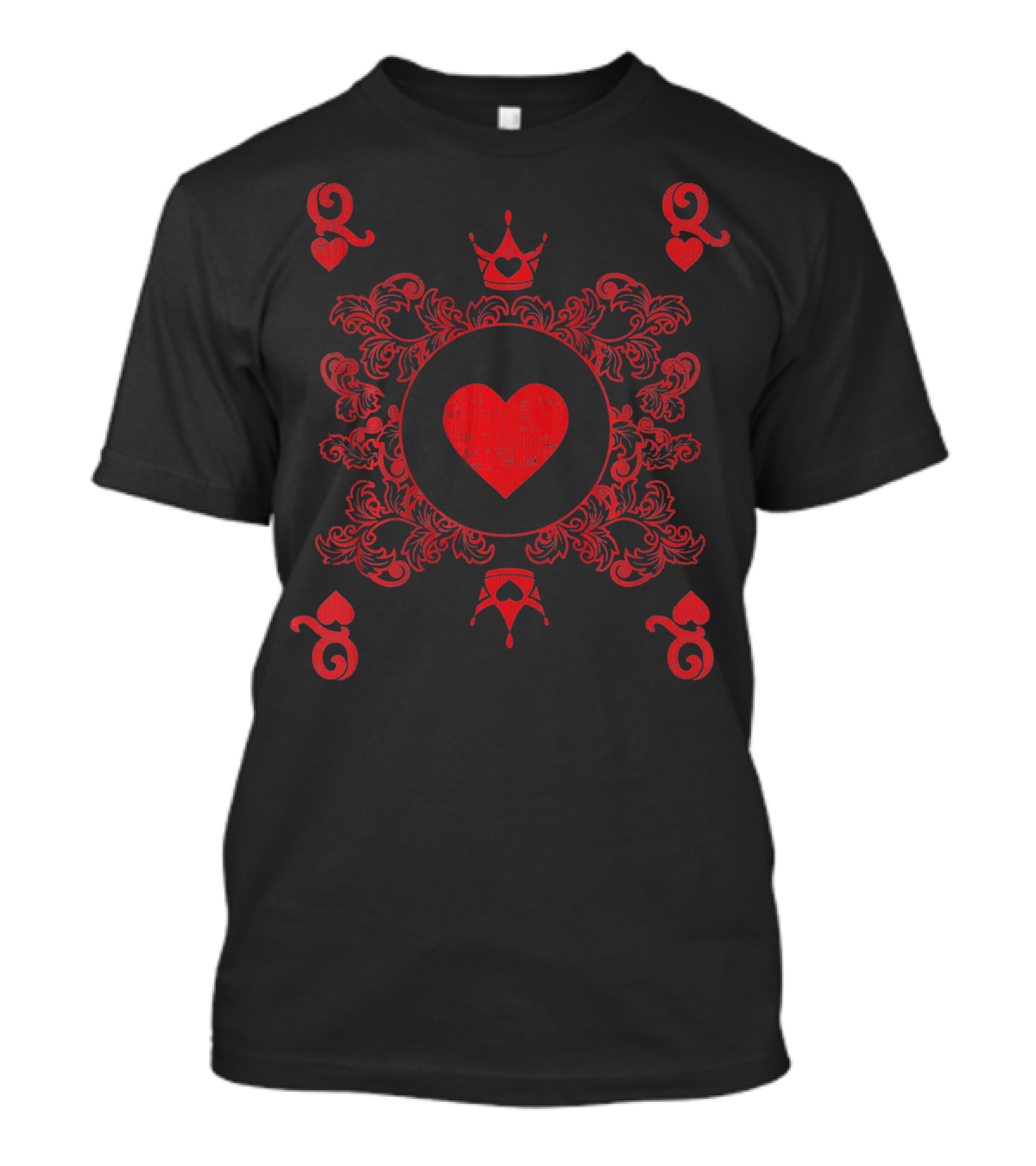 Queen Of Hearts Vintage Valentines Day Red Heart Crown Decor T-Shirt