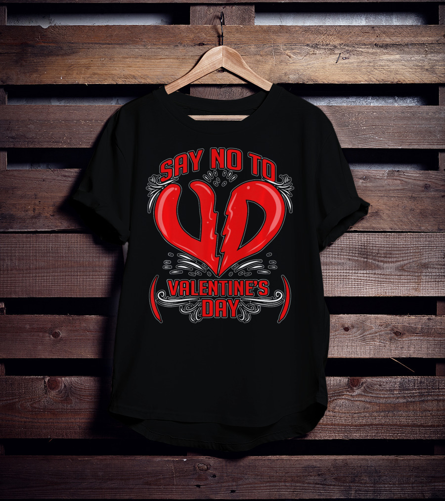 Say No To V.D. (Valentine's Day) Anti Val Heart T-Shirt