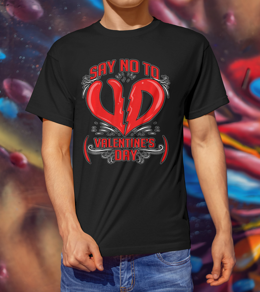 Say No To V.D. (Valentine's Day) Anti Val Heart T-Shirt