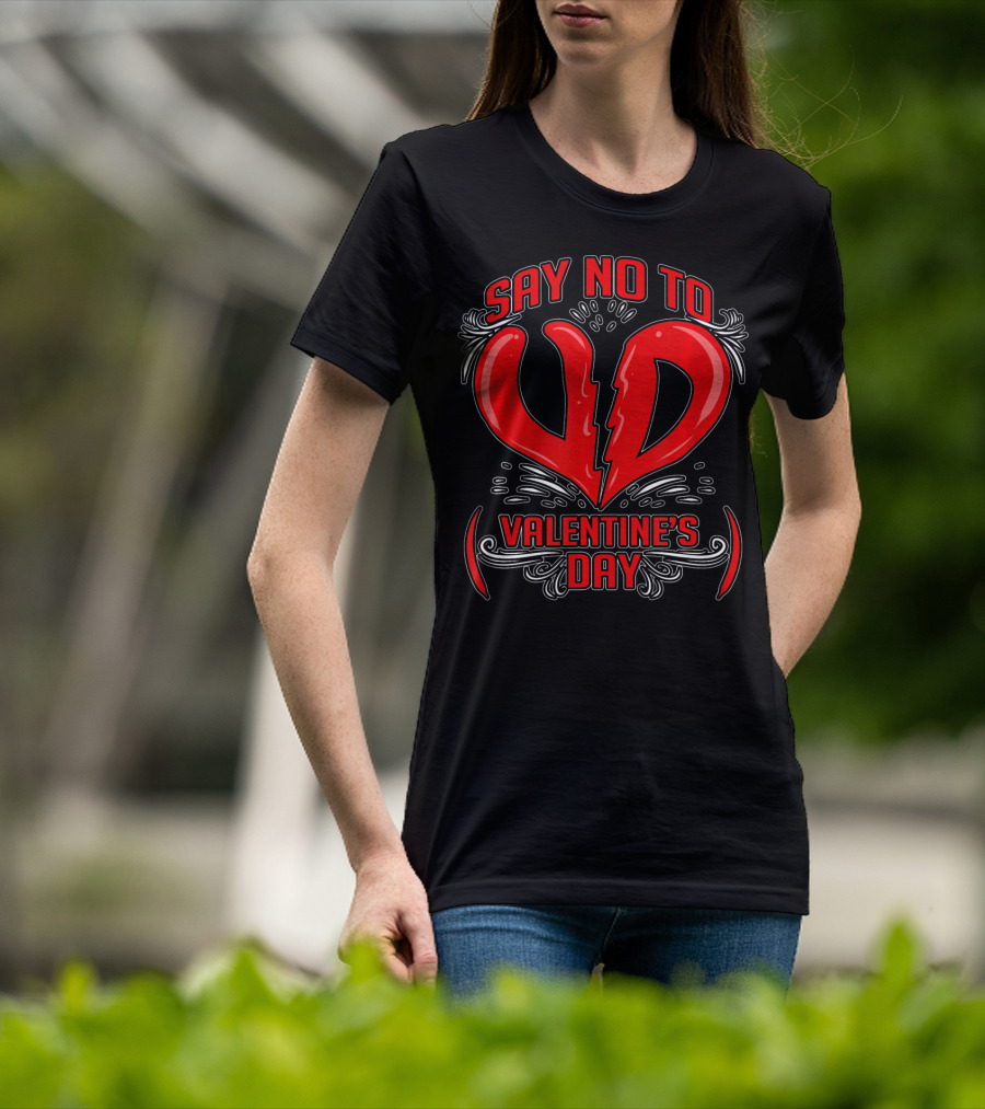 Say No To V.D. (Valentine's Day) Anti Val Heart T-Shirt
