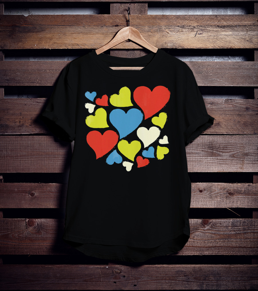 Retro Multicolor Hearts For Valentine's Day T-Shirt