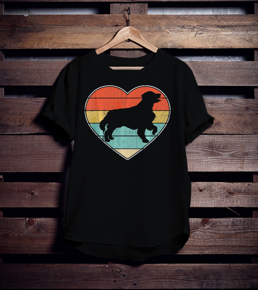 Retro Vintage Golden Retriever Silhouette Heart T-Shirt