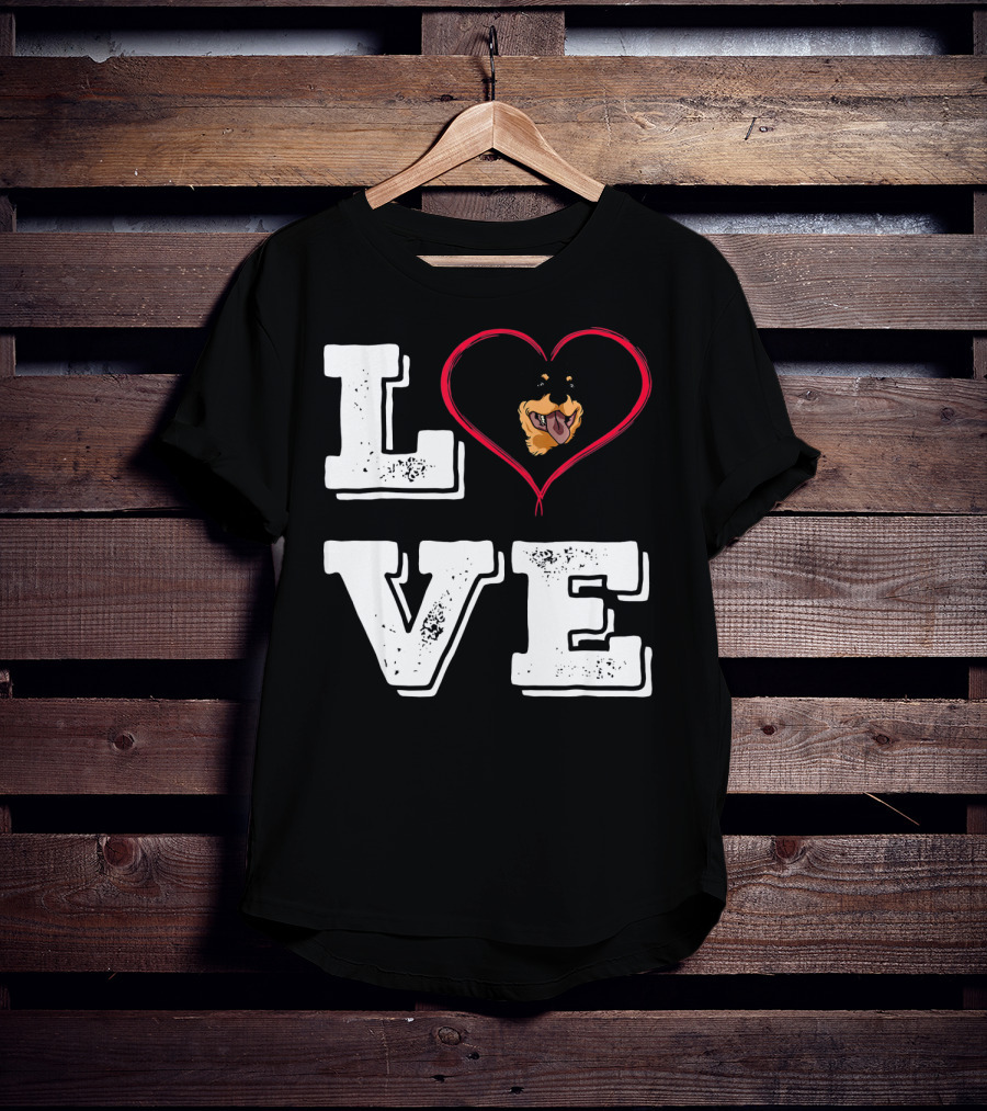 LOVE Rottweiler Lover Dog Heart Face T-Shirt