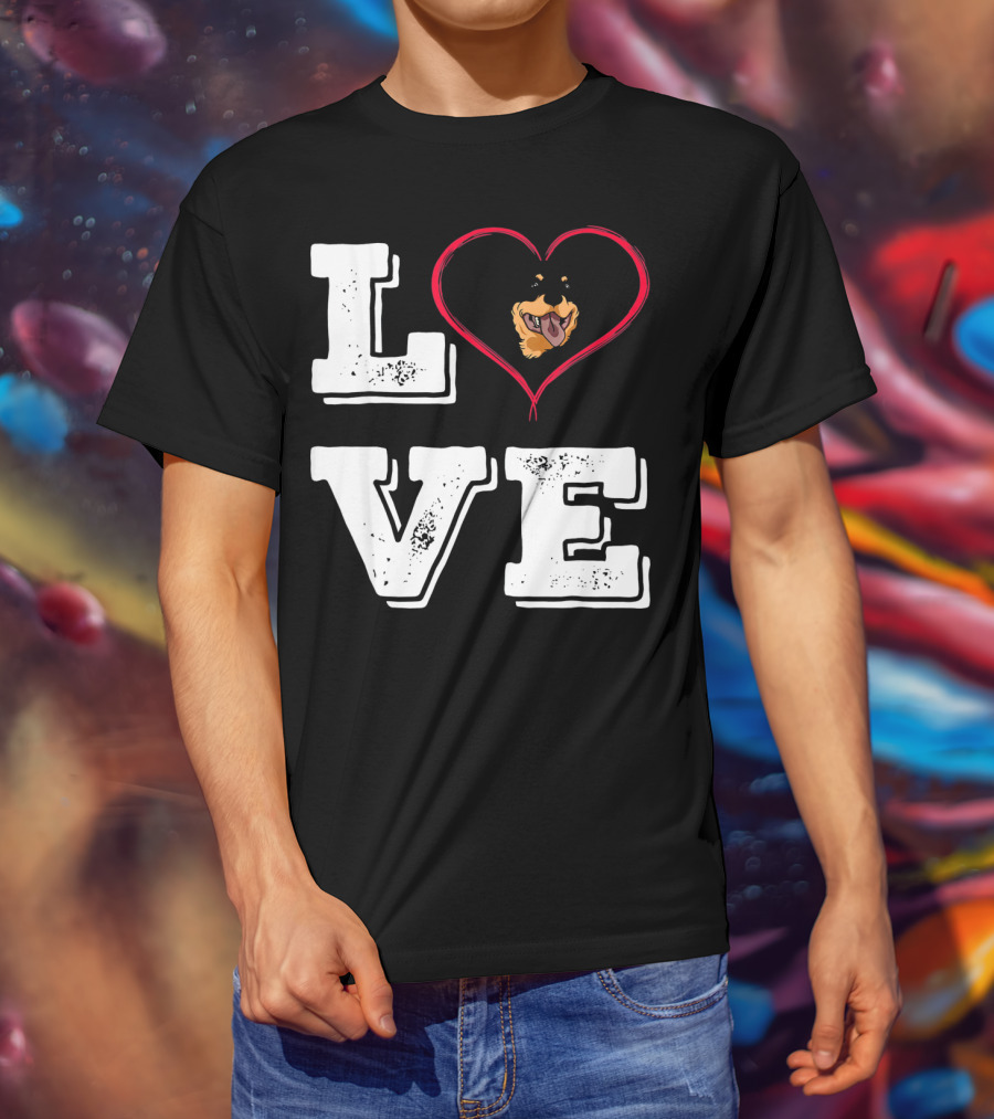 LOVE Rottweiler Lover Dog Heart Face T-Shirt