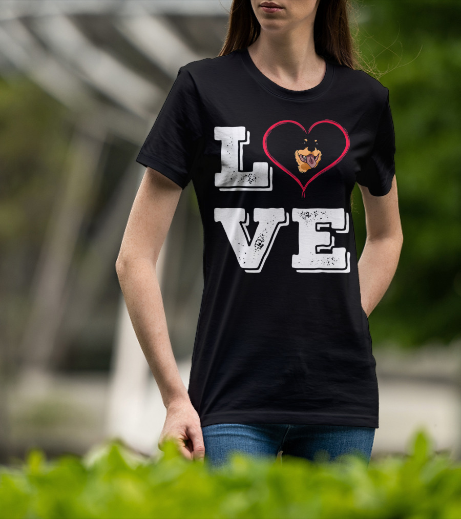 LOVE Rottweiler Lover Dog Heart Face T-Shirt