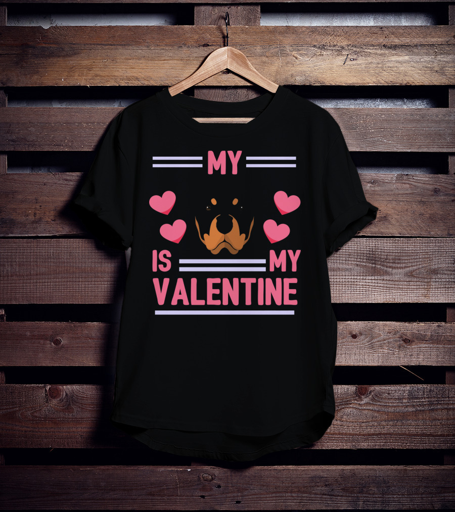 Rottweiler My Dog Is My Valentine Hearts T-Shirt