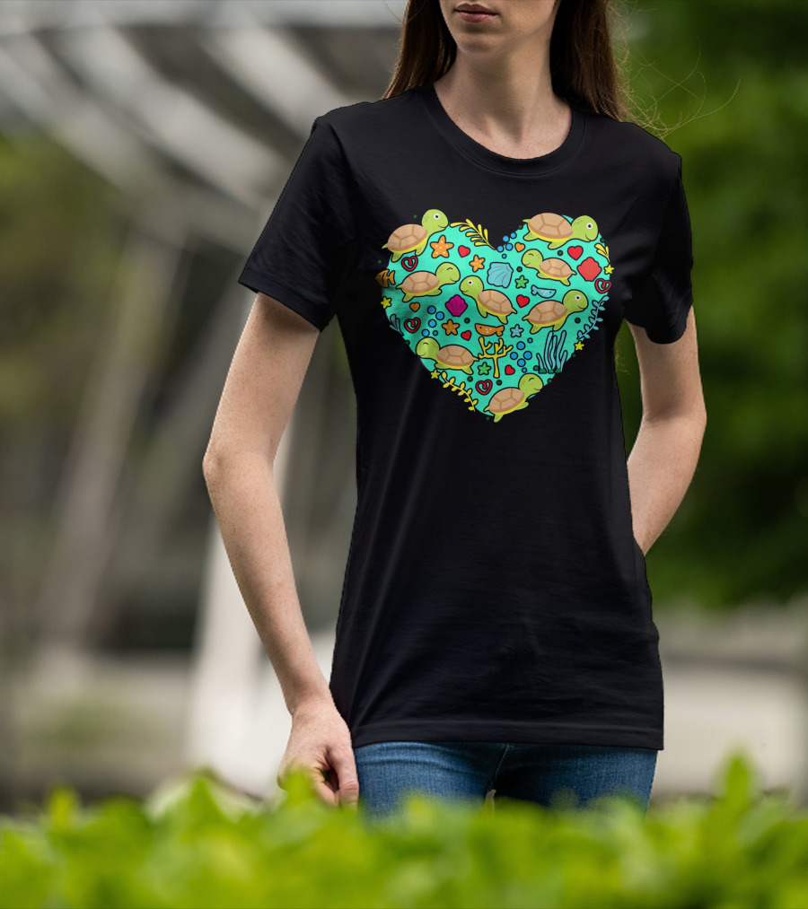 Sea Turtle Heart Valentine's Day T-Shirt