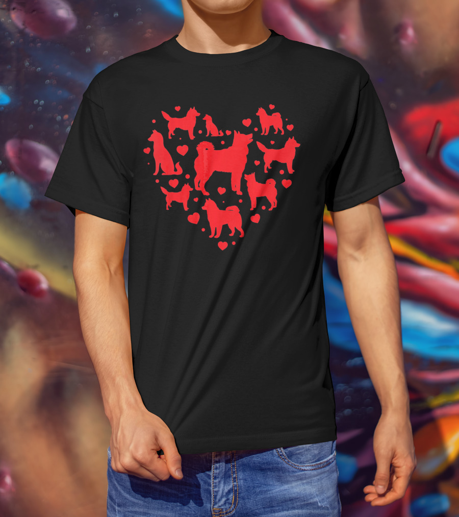 Siberian Husky Heart Silhouettes Valentine's Day T-Shirt