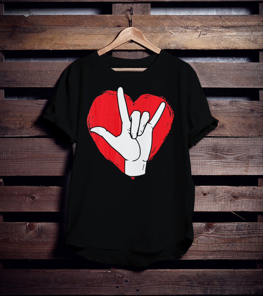 Sign Language I Love You ASL Heart Valentine's Gesture T-Shirt