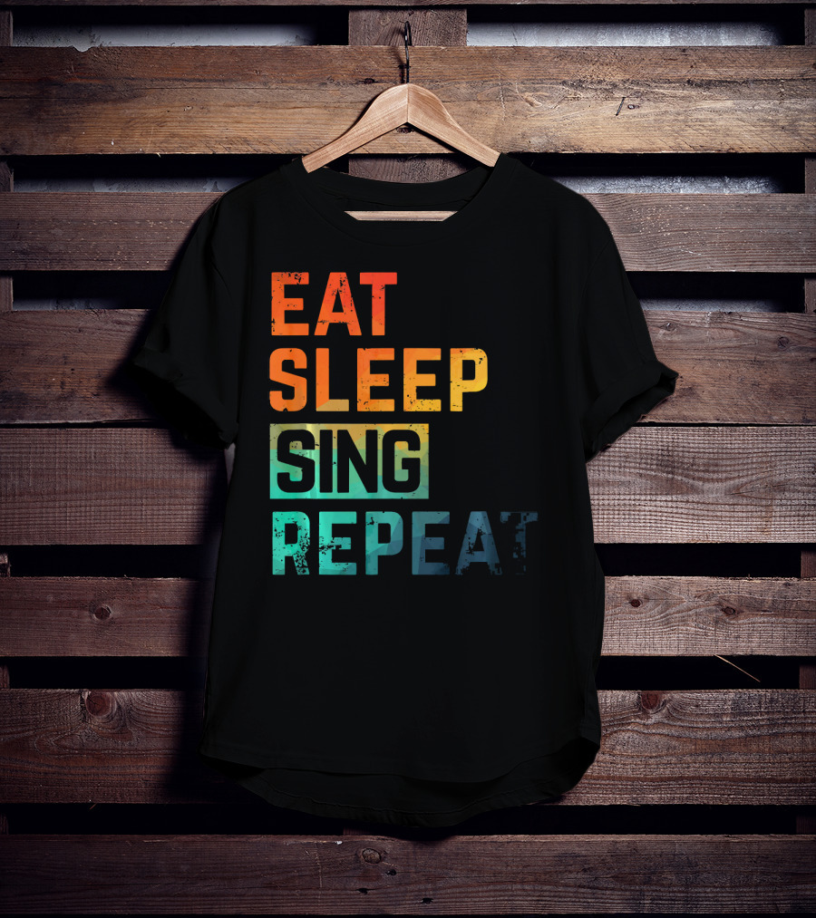 Eat Sleep Sing Repeat Watercolor Block Letters T-Shirt
