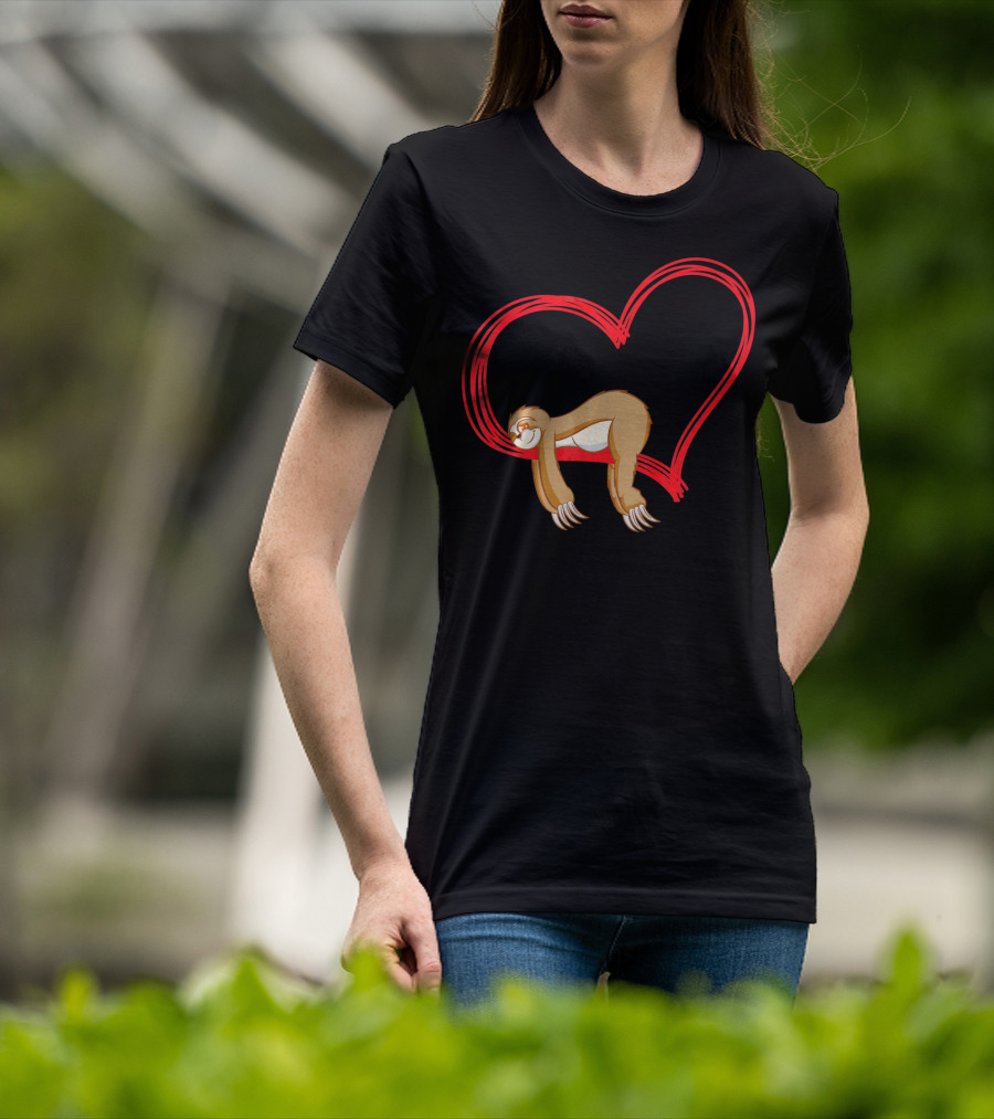 Sloth Lover Funny Sloth Heart Embrace T-Shirt