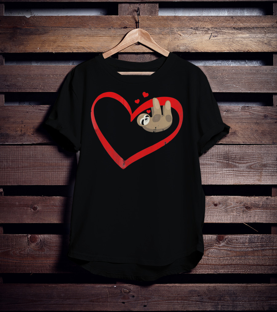 Sloth Heart Lazy Napping Cute Vale T-Shirt