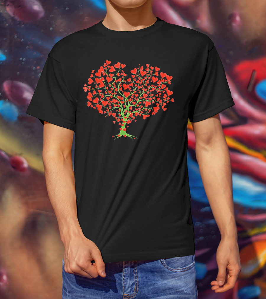 Valentine Heart Shaped Tree Of Love T-Shirt