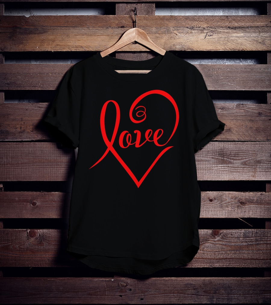 Stylish Heart Shape Love Valentine's Day T-Shirt