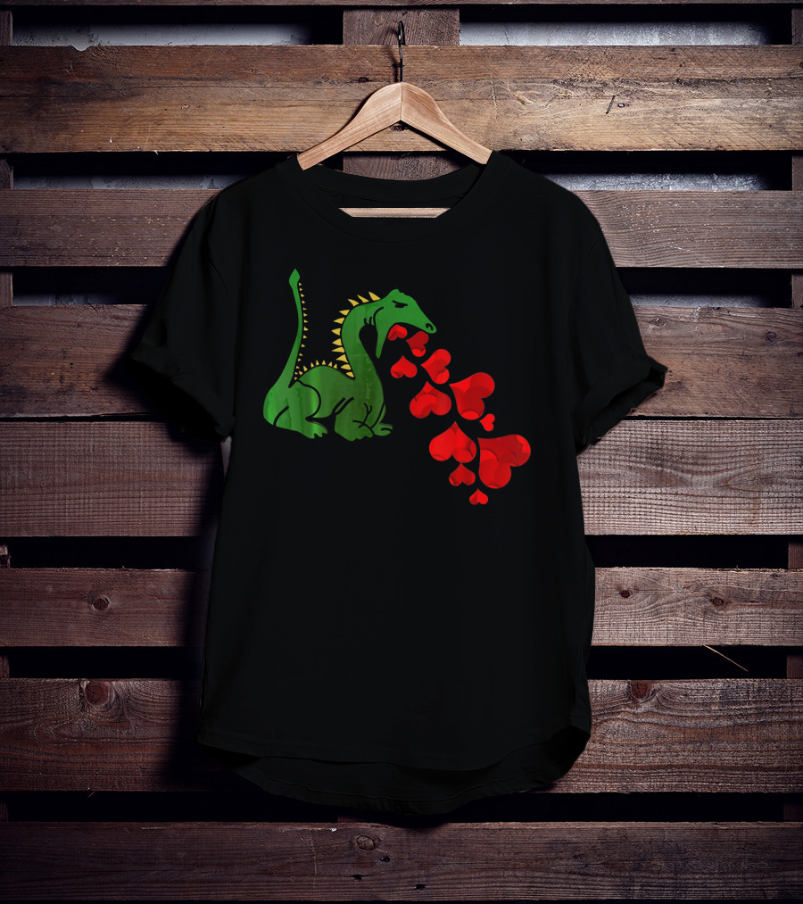 T Rex Dinosaur Valentines Day Hearts Breath T-Shirt