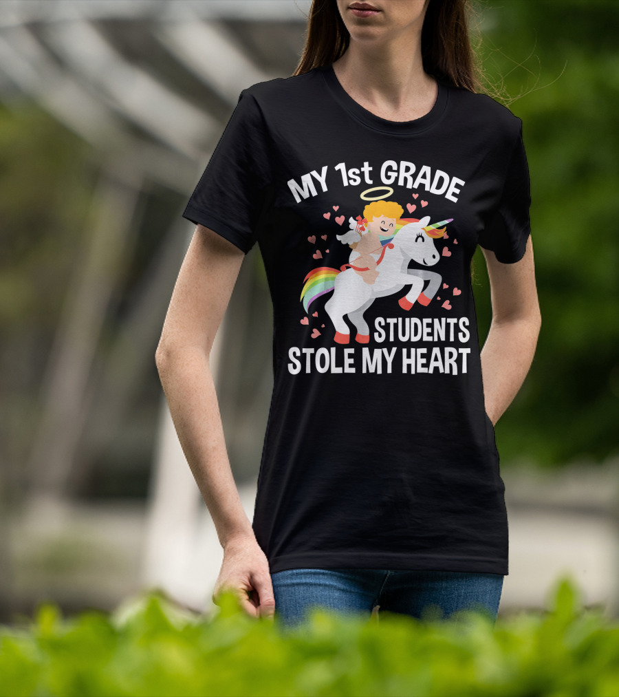My 1st Grade Students Stole My Heart Valentine's Day Unicorn T-Shirt
