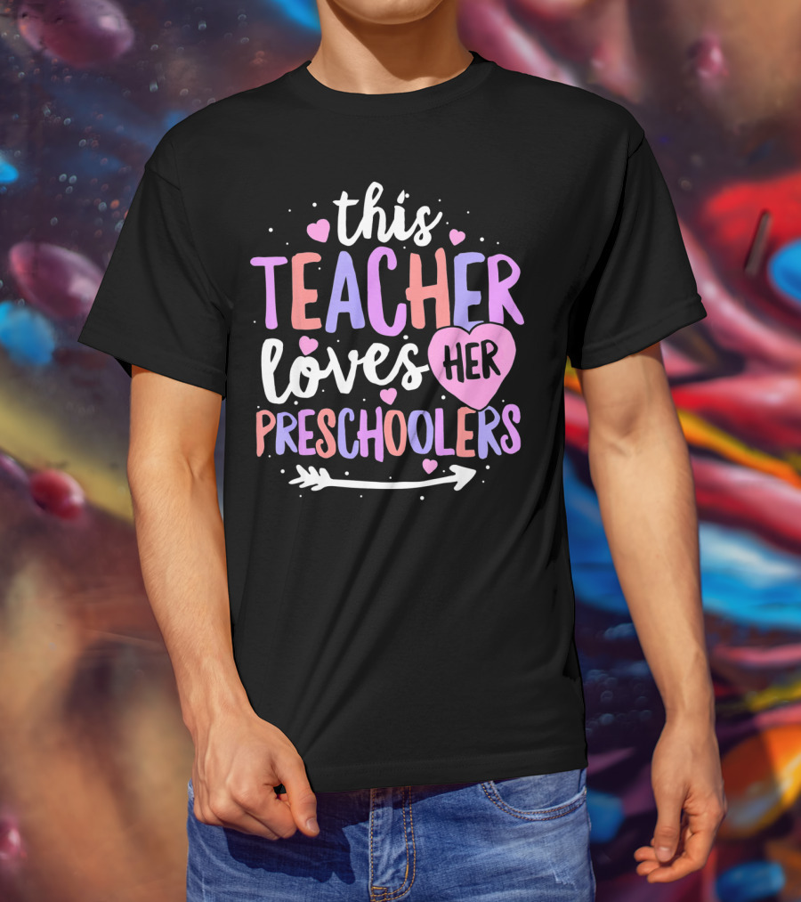 This Teacher Loves Her Preschoolers Heart Arrow T-Shirt