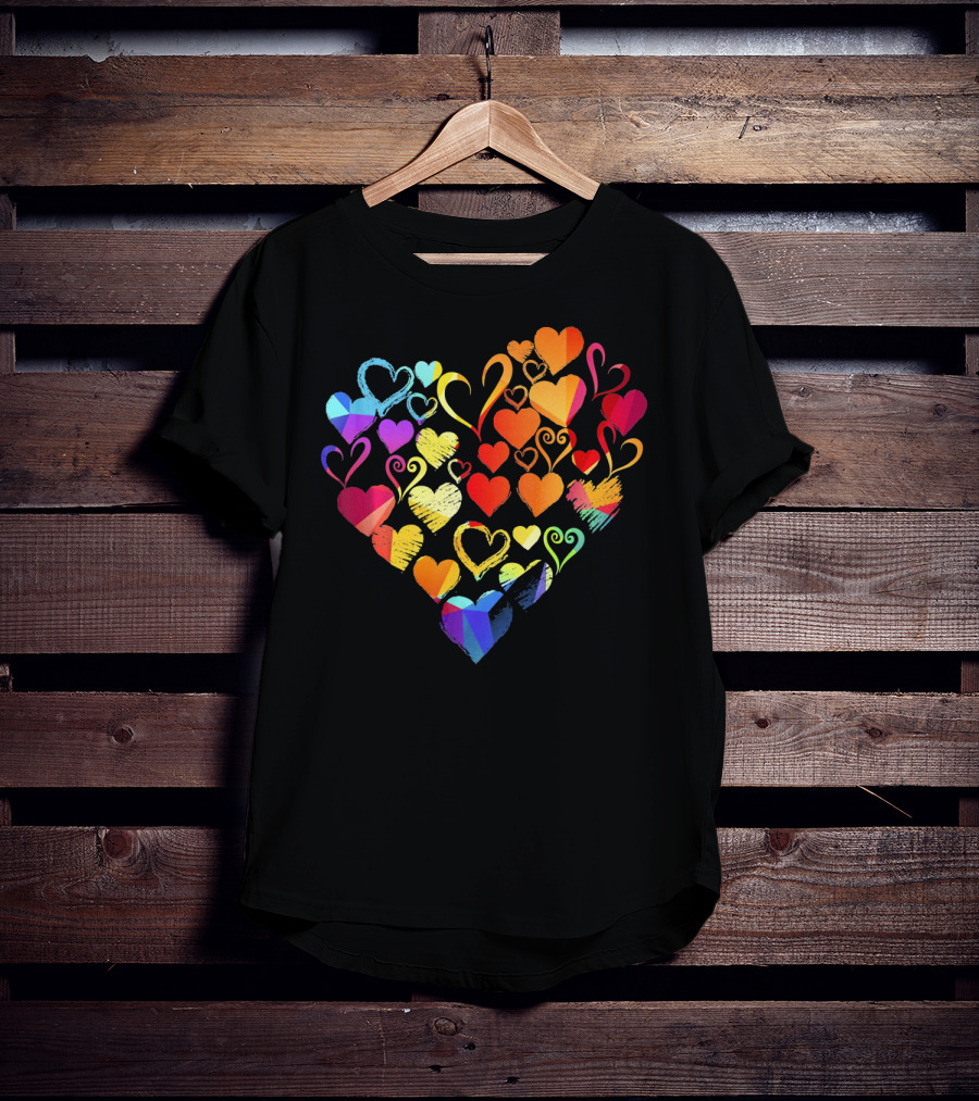 Tye Dye Heart Candy Couples Romantic Valentine Colorful Hearts T-Shirt