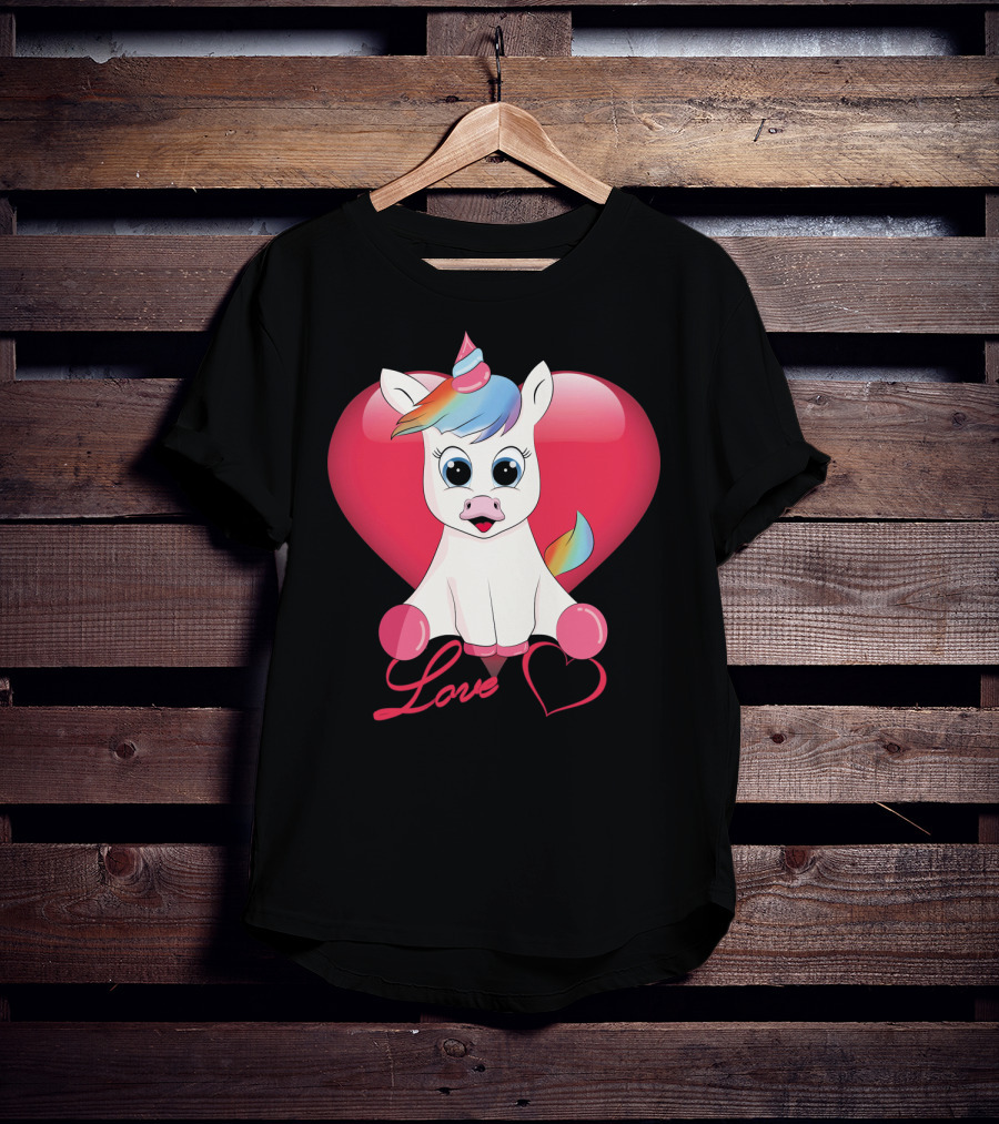Love Unicorn Heart Valentines Day T-Shirt