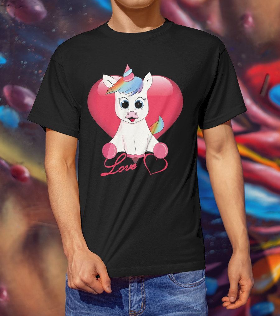 Love Unicorn Heart Valentines Day T-Shirt