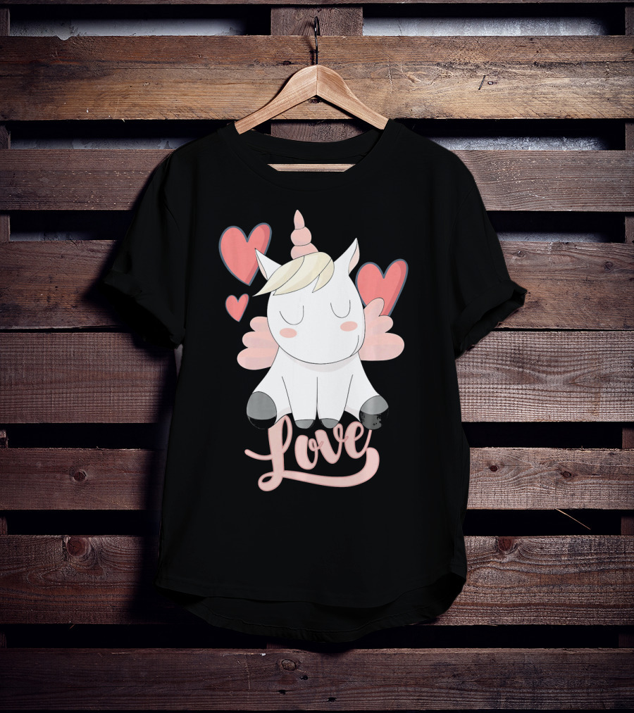 Love Unicorn With Hearts Valentine's Day T-Shirt