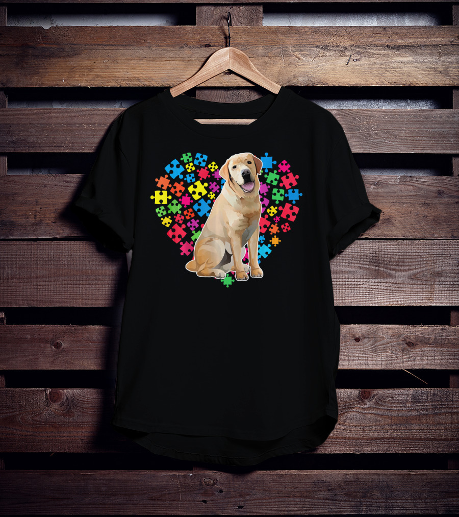 Labrador Dog Heart Puzzle Valentine T-Shirt