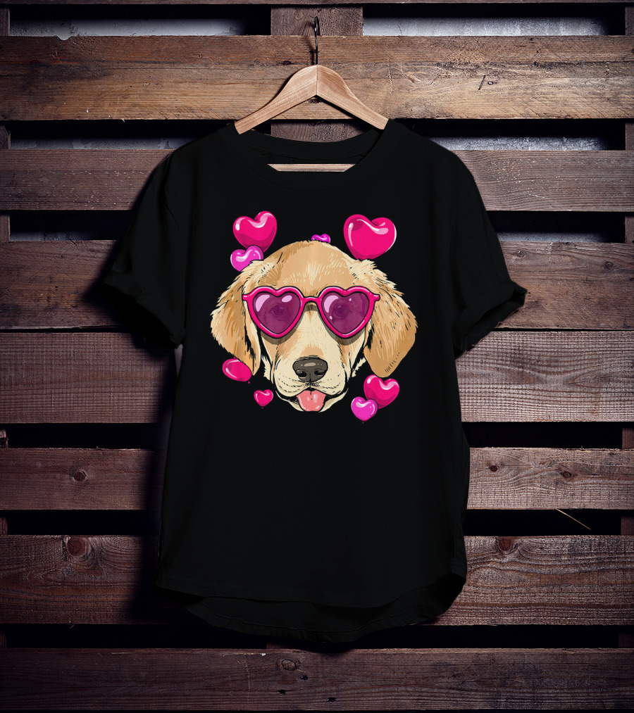Labrador Retriever Heart Sunglasses Valentines Day Hearts T-Shirt