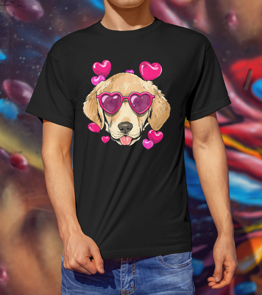 Labrador Retriever Heart Sunglasses Valentines Day Hearts T-Shirt