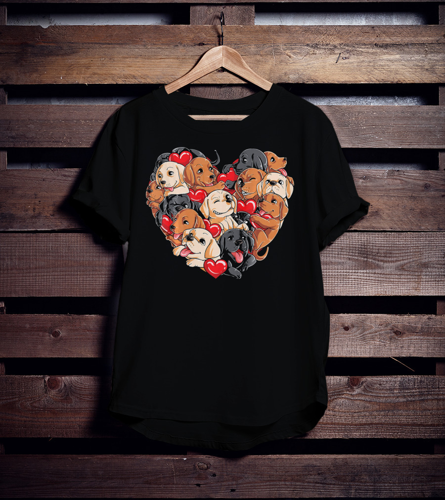 Labrador Puppies Heart Valentine’s Day T-Shirt
