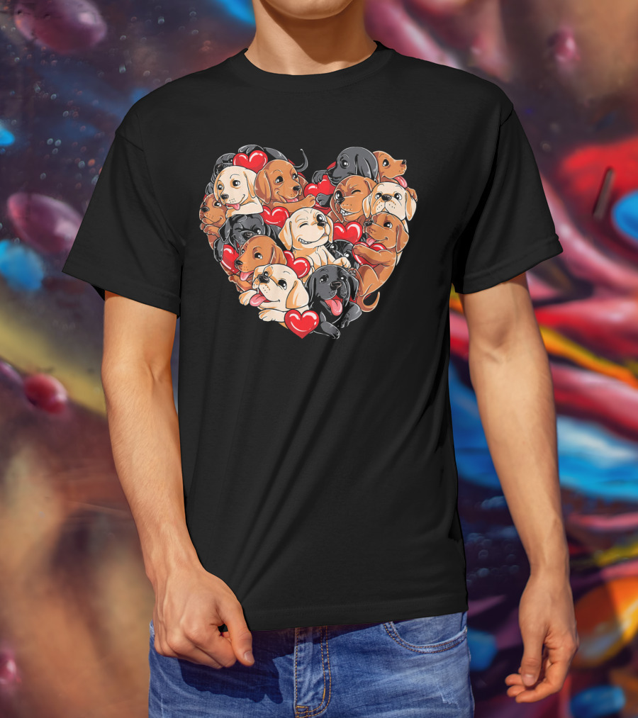 Labrador Puppies Heart Valentine’s Day T-Shirt