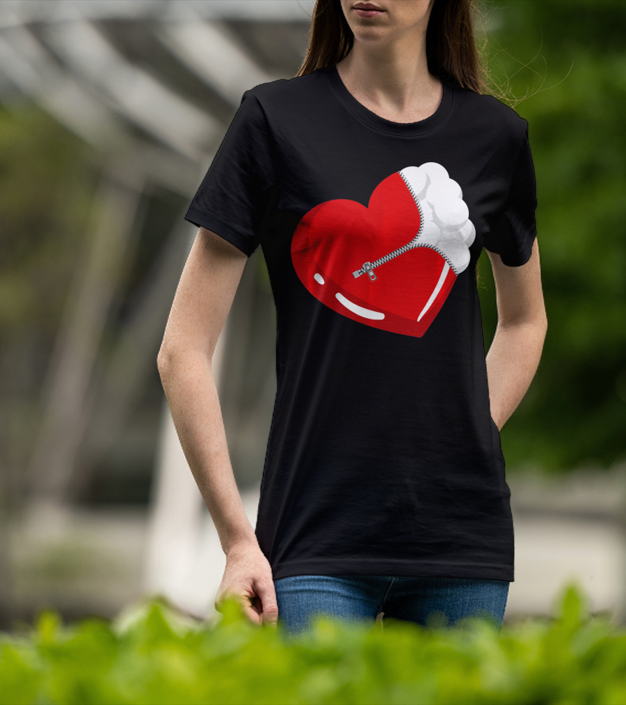 Lacrosse Ball Heart With Zipper Valentines T-Shirt