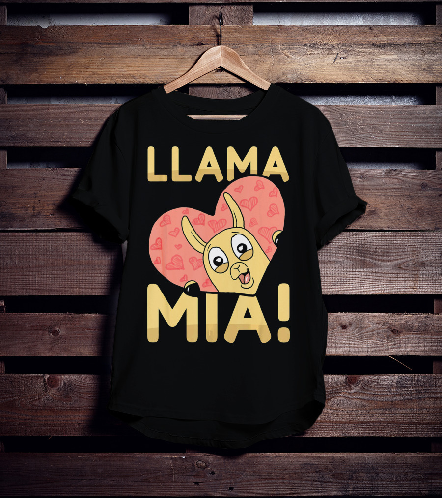 Llama Mia Love Heart Valentine's Day T-Shirt