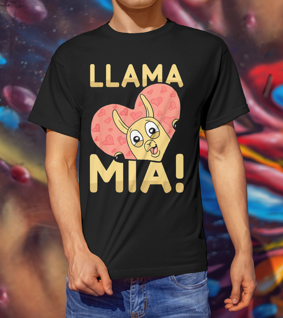Llama Mia Love Heart Valentine's Day T-Shirt