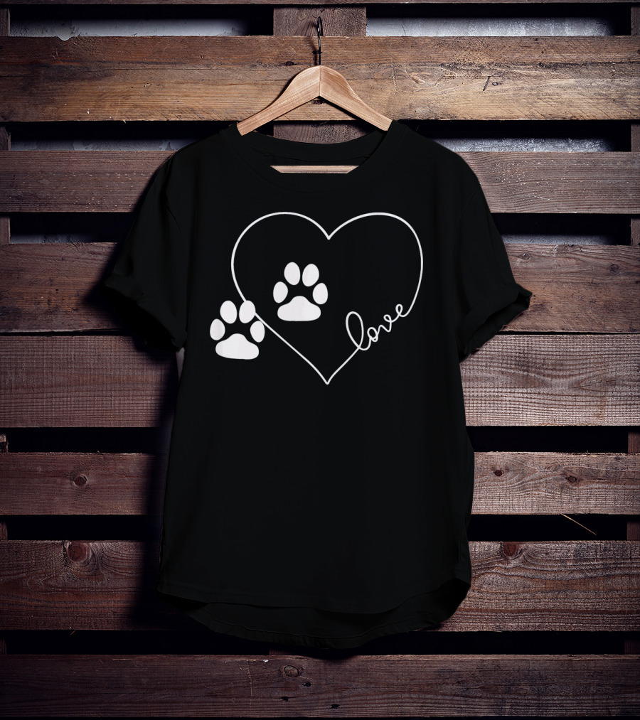 Love Paw Prints Heart T-Shirt
