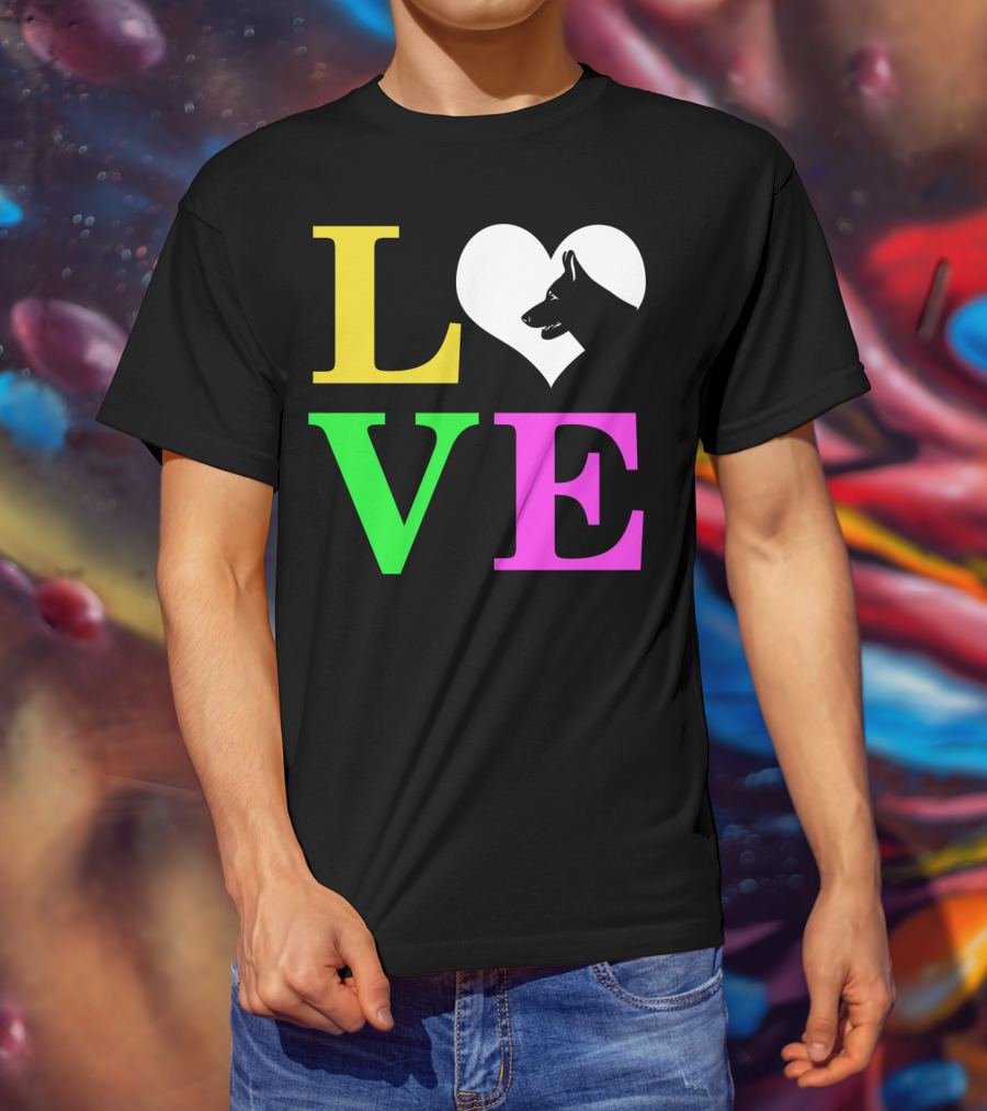 Love German Shepherd Mom Valentines Long Heart T-Shirt