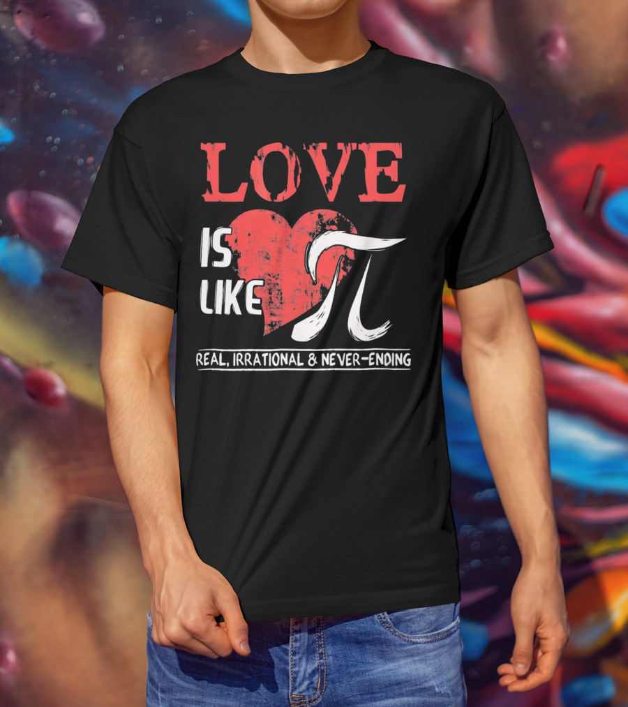 Love Is Like Pi Real Irrational Never-Ending Math Funny Cute T-Shirt