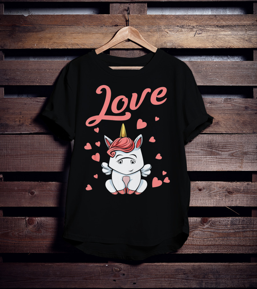 Love Unicorn Funny Valentines Day Hearts T-Shirt