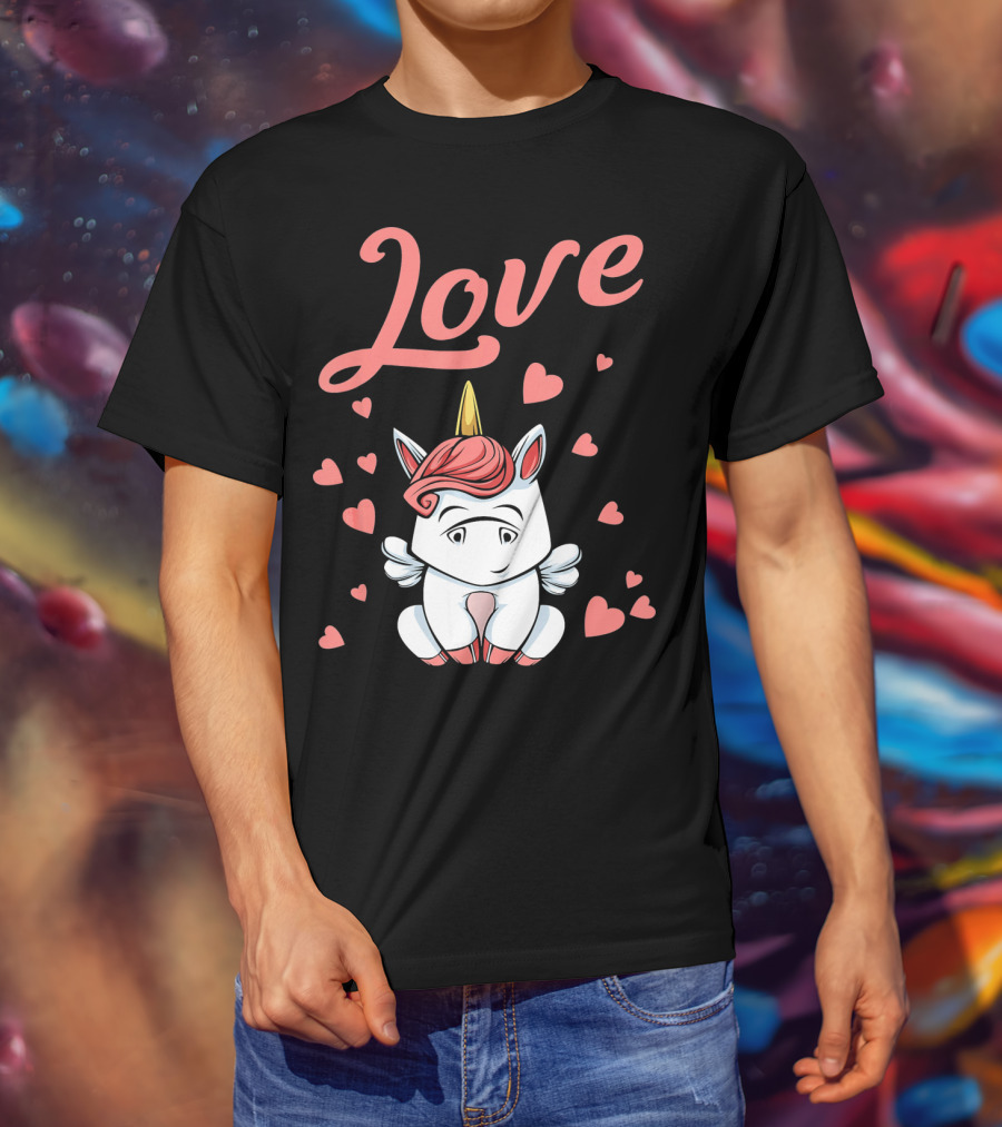 Love Unicorn Funny Valentines Day Hearts T-Shirt