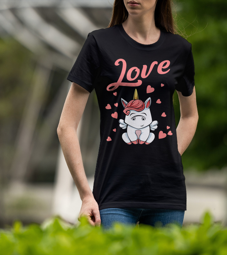 Love Unicorn Funny Valentines Day Hearts T-Shirt
