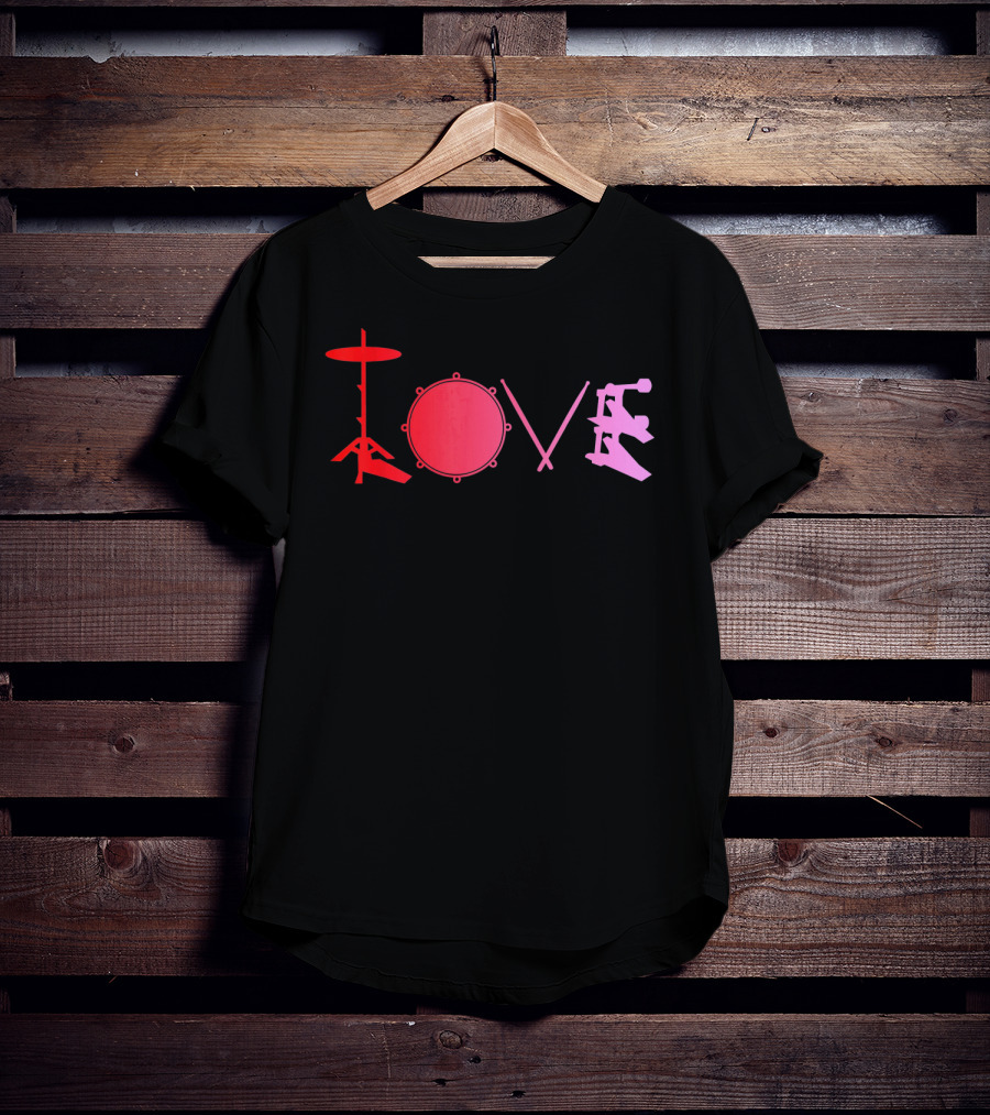 Love Valentines Day Drums Drum Set T-Shirt