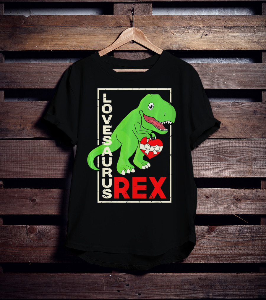 Lovesaurus Rex Dinosaur Valentin Holding Heart T-Shirt