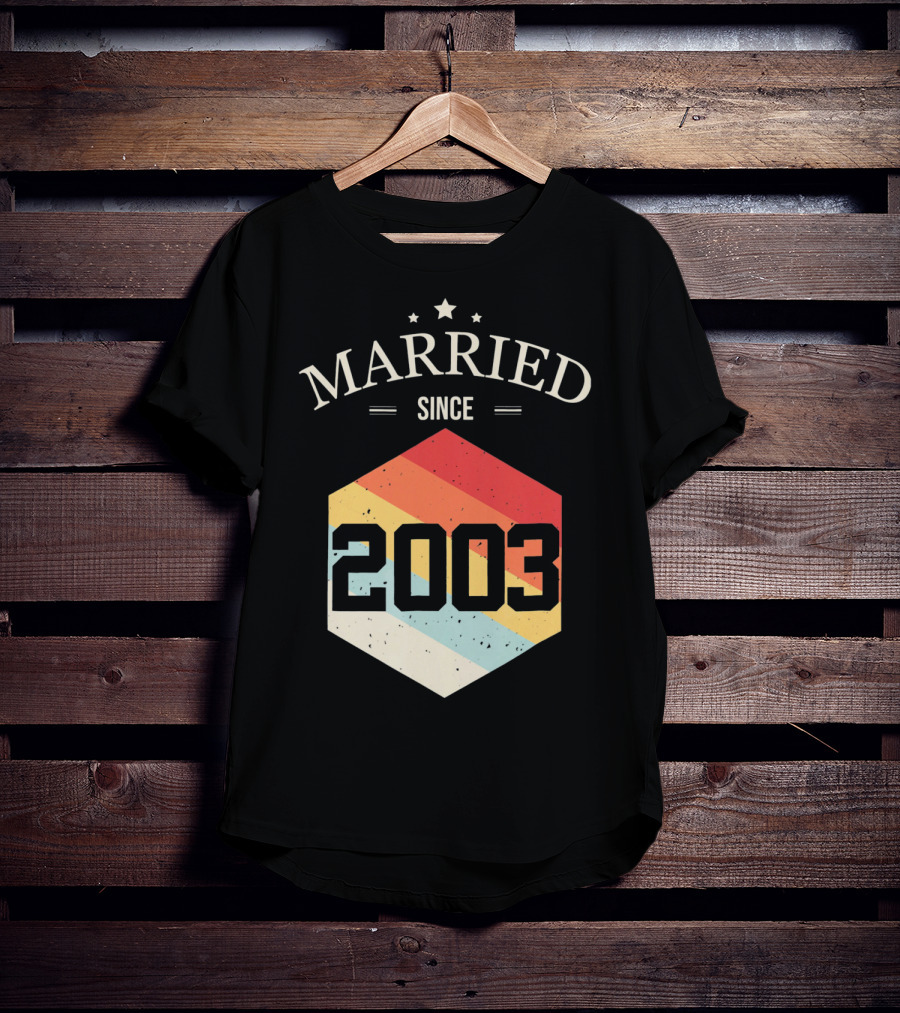 Married Since 2003 Vintage Stripes Retro Valentine's T-Shirt